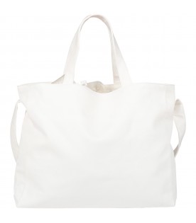 White bag for girl with patch and logo