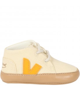 Ivory sneakers for baby kids with logo