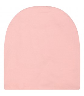 Pink hat for baby kids with Teddy Bear and logo
