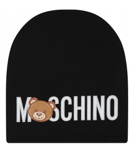 Black hat for baby kids with Teddy Bear and logo