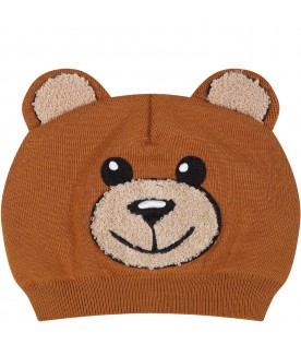Brown hat for baby kids with Teddy Bear