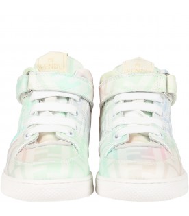 Multicolor sneakers for baby girl with double FF