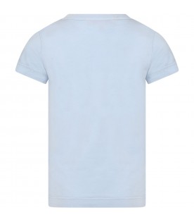 Light blue t-shirt for kids with print and logo