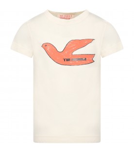 Ivory t-shirt for kids with print and logo