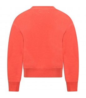 Red sweatshirt for kids with geometric print