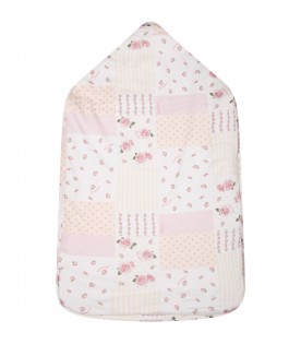 Multicolor sleeping bag for baby girl with floral print and logo