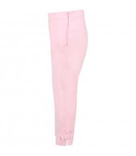 Pink trousers for girl with bow