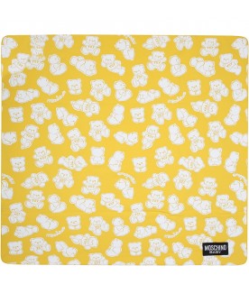 Yellow blanket baby kids with Teddy Bear and logo