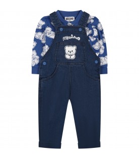 Multicolor suit for baby boy with Teddy Bear and logo