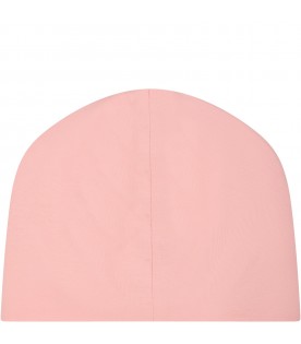 Pink cap for girl with Teddy bear and logo