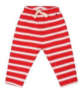 Red trousers for baby kids with logo