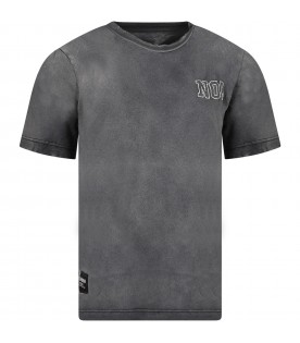 Gray t-shirt for kids with logo and "No" writing