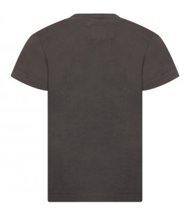 Gray t-shirt for boy with print and logo
