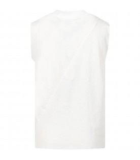 White t-shirt for boy with print and logo
