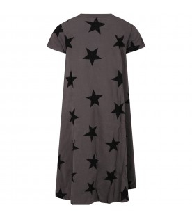 Gray dress for girl with stars