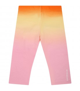 Multicolor leggings for baby girl with logo