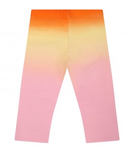 Multicolor leggings for baby girl with logo