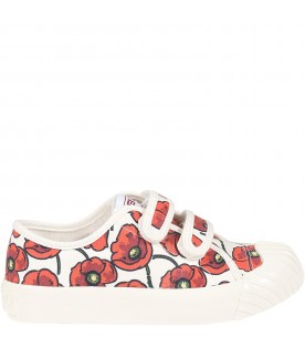 Multicolor sneakers for girl with iconic red poppies