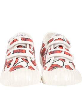 Multicolor sneakers for girl with iconic red poppies