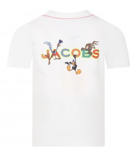 White t-shirt for boy with print ang logo