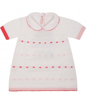 White dress for baby girl with  multicolor details