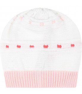 White hat for baby girl with  multicolor details