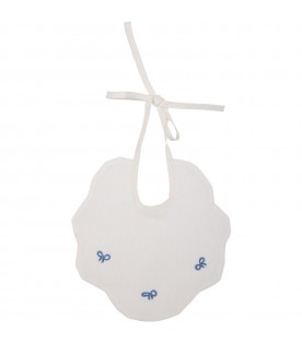 White bib for baby boy with bows