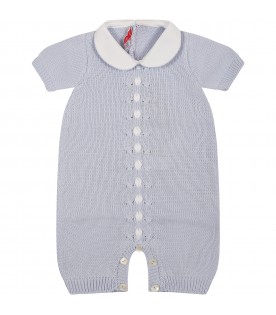 Light blue romper for for baby boy with white details