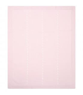 Pink blanket for baby girl with white details