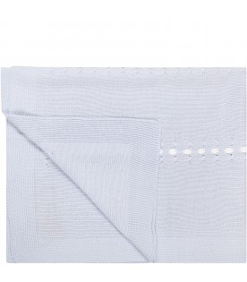 Light blue blanket for baby boy with white details