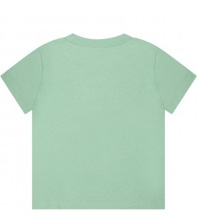 Green t-shirt for baby kids with logo