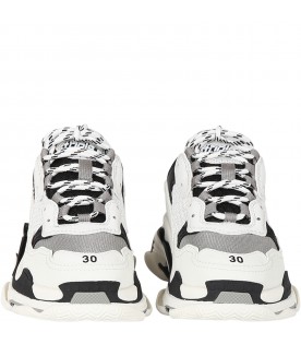 White sneakers Triple S for kids with logo