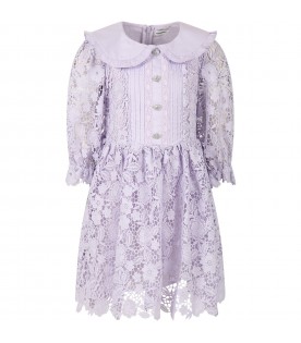 Purple dress for girl with embroidered flowers