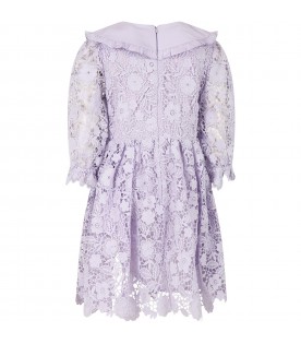 Purple dress for girl with embroidered flowers