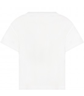 White t-shirt for kids with print, logo and "Life is a playground" writing