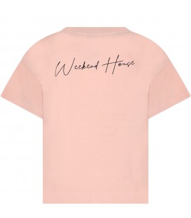 Pink t-shirt for kids with print and logo