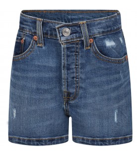Blue shorts for girl with logo