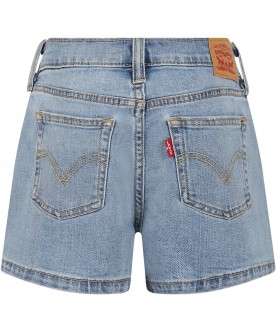 Light blue shorts for girl with logo