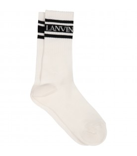 White socks for girl with logo