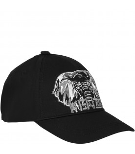 Black hat for kids with logo and elephant