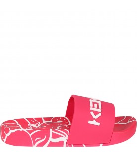 Fuchsia slippers for girl with logo