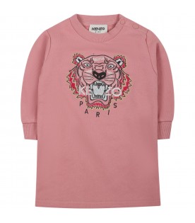 Pink dress for baby girl with Kotora and logo