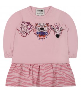 Pink dress for baby girl with kotora and logo