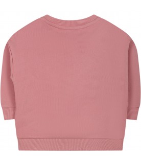 Pink sweatshirt for baby girl with Kotora and logo