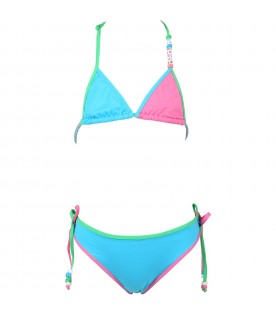 Multicolor bikini for girl with charm and logo