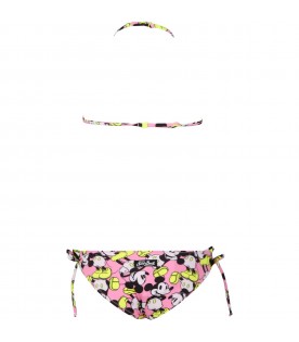 Pink bikini for girl with Mickey Mouse and logo