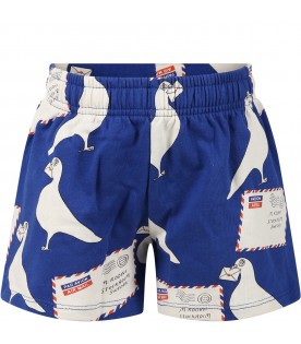 Light blue shorts for boy with print