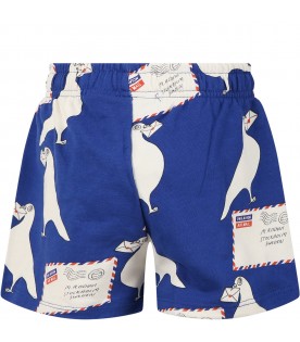 Light blue shorts for boy with print