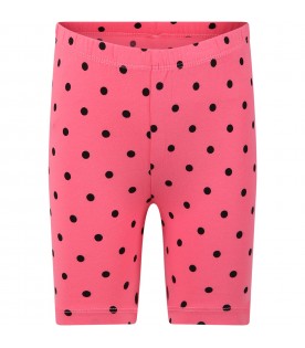 Fuchsia shorts for girl with black polka dots