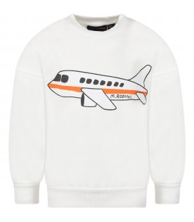 White sweatshirt for boy with print